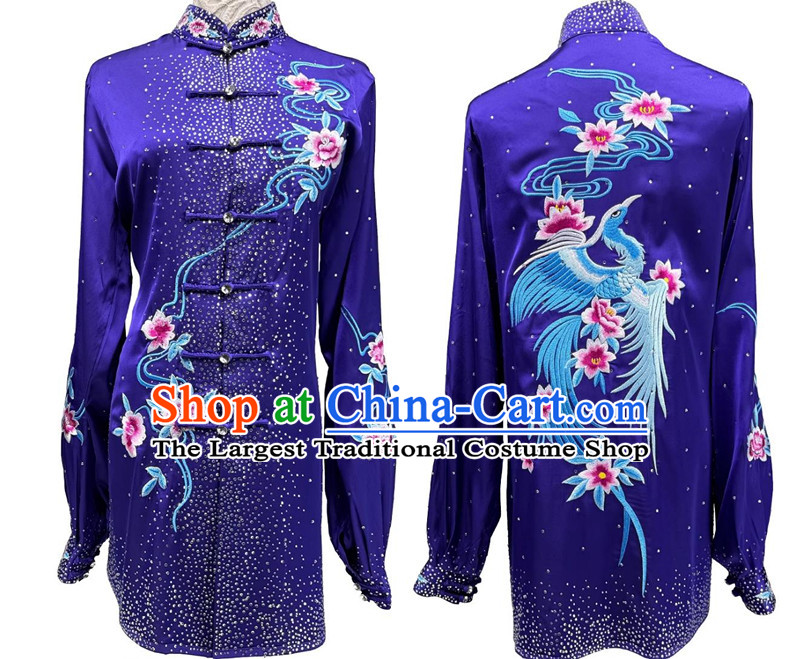 Chinese Kung Fu Performance Clothing Starry Sky Purple Tai Chi Suit Embroidery Wushu Competition Costume