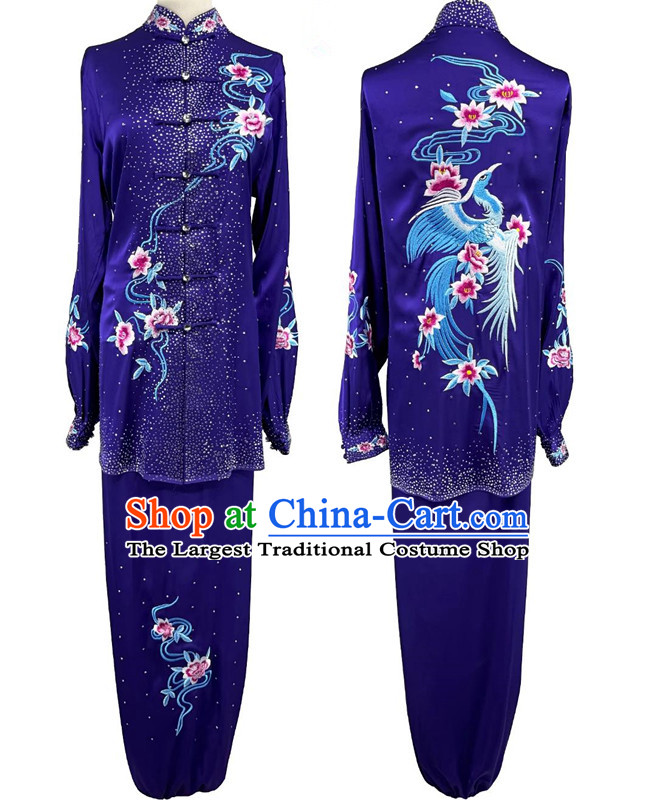 Chinese Kung Fu Performance Clothing Starry Sky Purple Tai Chi Suit Embroidery Wushu Competition Costume
