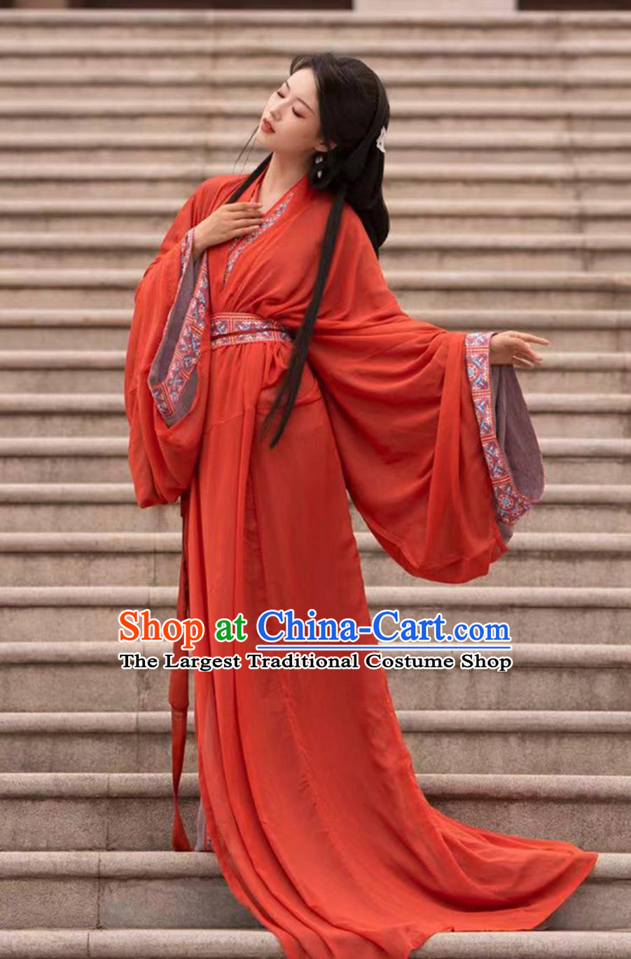 Chinese Hanfu Warring States Robes Ancient Princess Costumes Red Training Dress