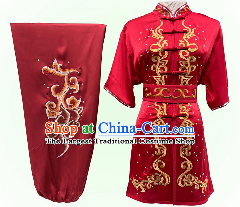 Chinese Martial Arts Clothing Wushu Team Performance Costume Changquan Long Fist Competition Red Uniform