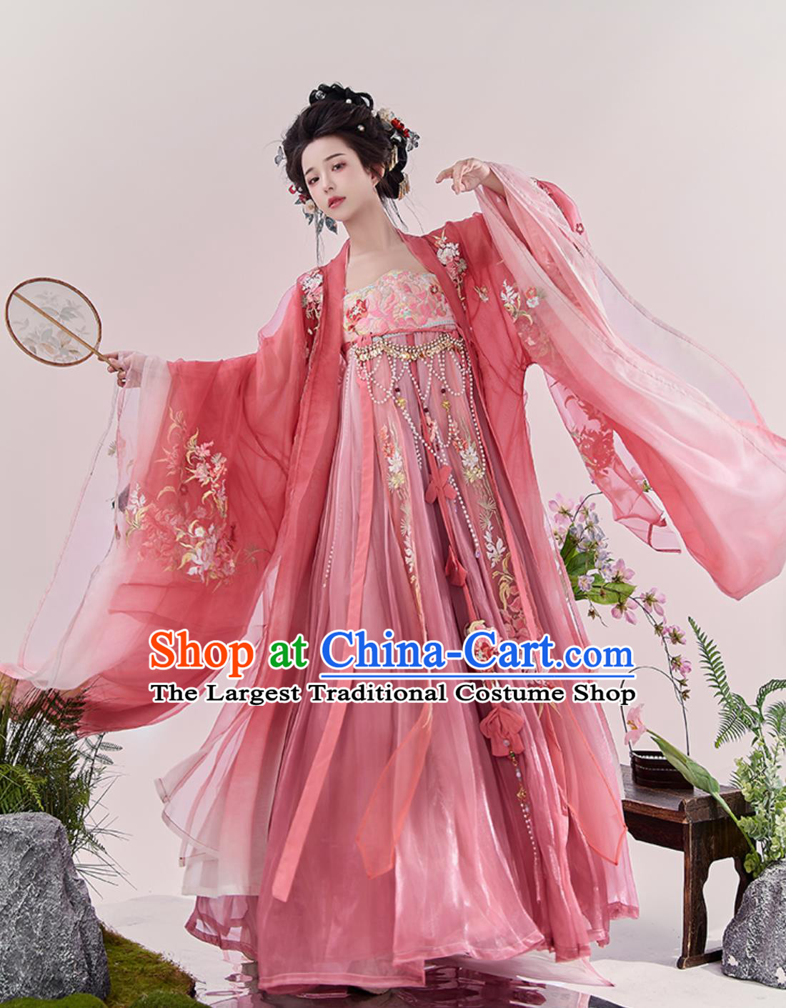 Heavy Embroidery Hanfu Traditional Clothing Chinese Tang Dynasty Large Sleeve Gown Hezi Dress Set