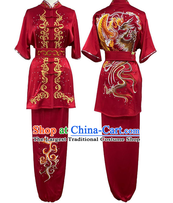 Chinese Martial Arts Clothing Wushu Team Performance Costume Changquan Long Fist Competition Red Uniform