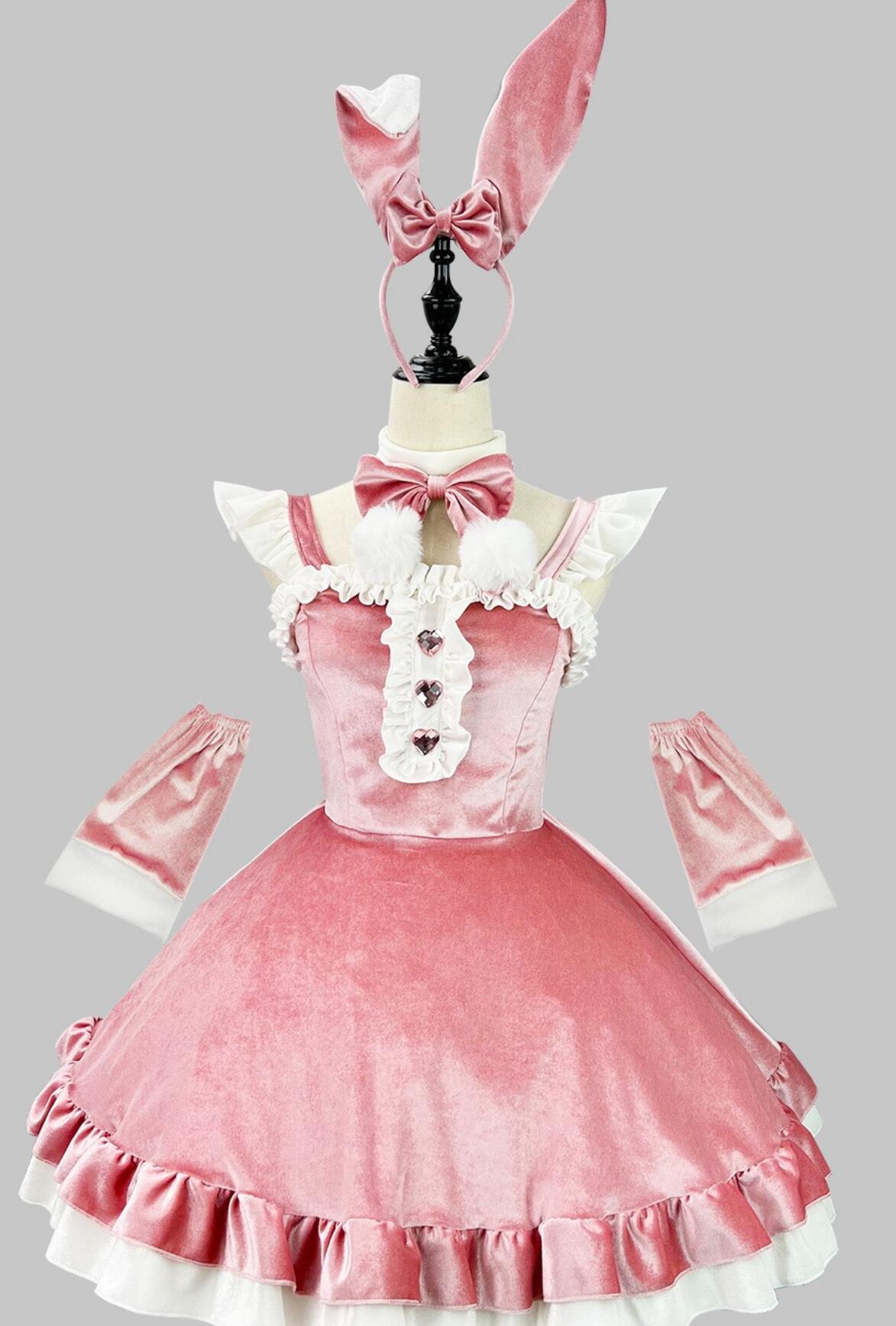 Bunny Girl Rabbit Pink Suit Christmas Costume Stage Performance New Year Party Dress Sexy Christmas Outfit