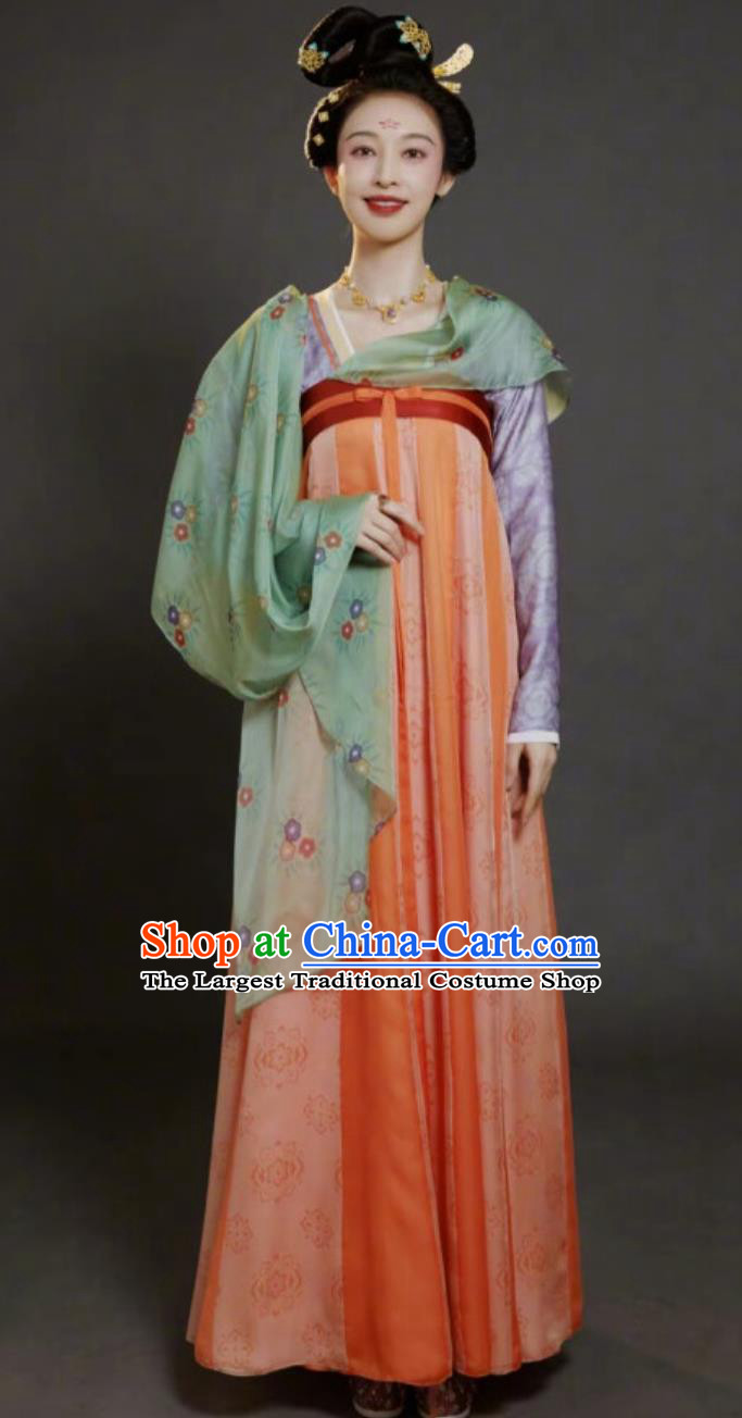 Drama Wind Rises in Luoyang Female Shopkeeper Yao Niang Hanfu Dress Chinese Tang Dynasty Woman Clothing