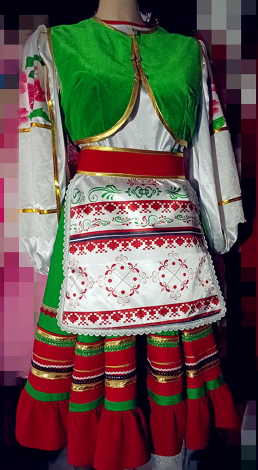 European Folk Women Dress Russian Traditional Performance Dancewear Western Restaurant Waitress Costume