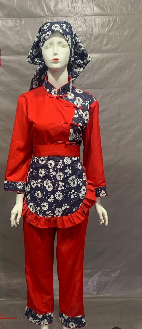 Village Tea Picking Girl Dance Costume Chinese Northeast Yangge Uniform Republic of China Performance Red Outfit