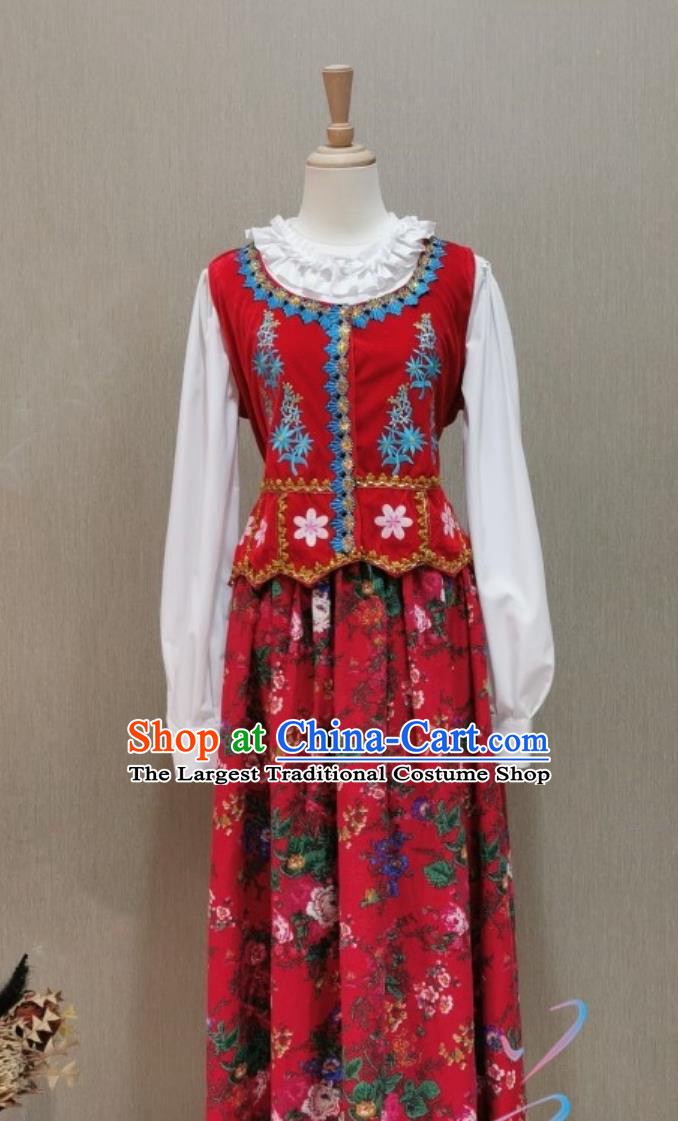 Nordic Traditional Costume Dutch Swiss Women Dress Fashion Show Performance Attire