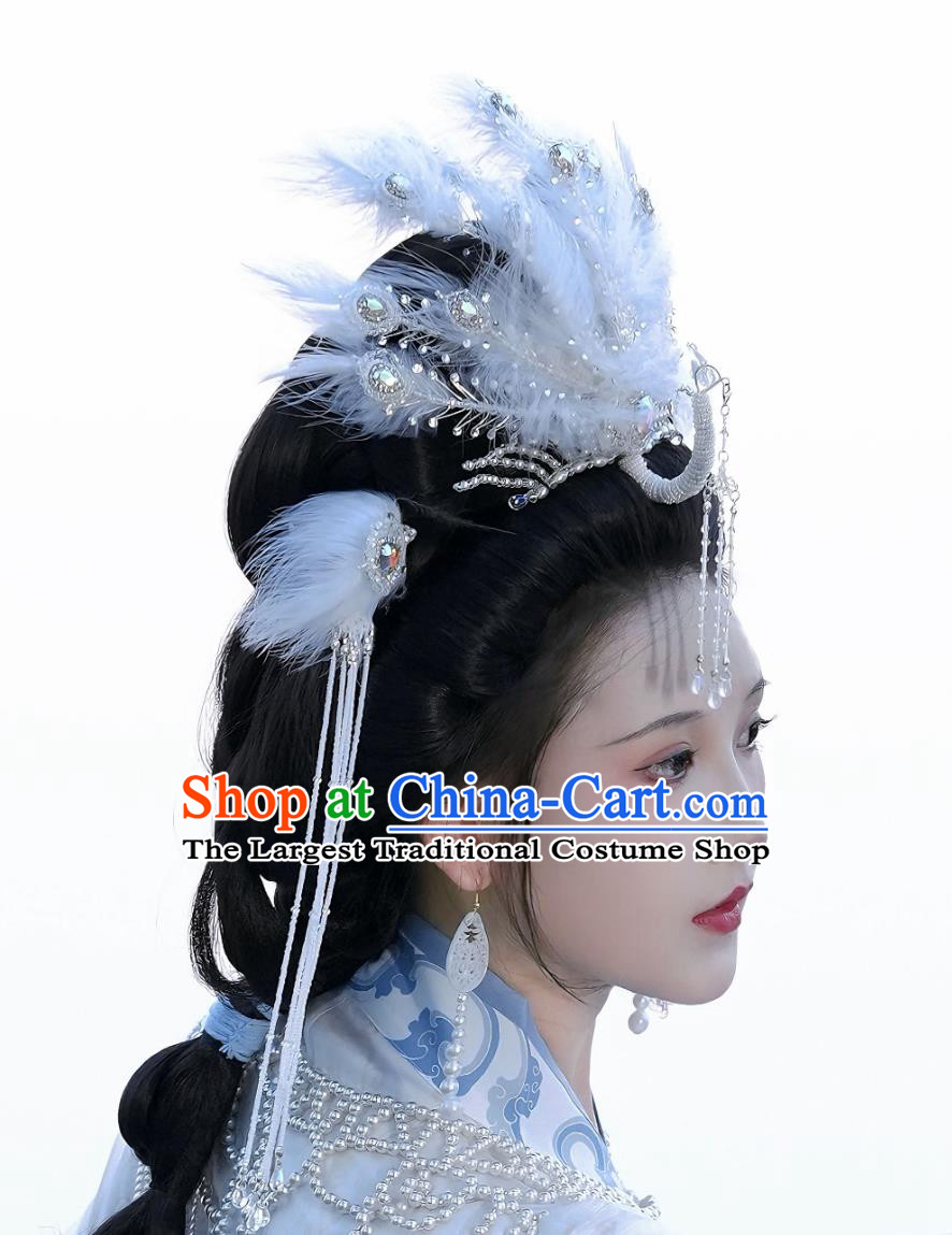 Silver Phoenix Coronet Twelve Tail Feather Phoenix Crown Chinese Wedding Hairpin Hanfu Hair Ornament for Women