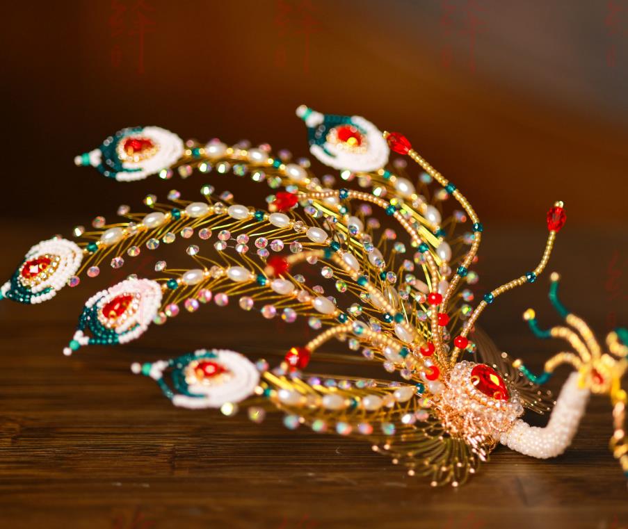 Inclined Phoenix Hairpin Handmade Hanfu Hair Accessory Wedding Headdress Chinese Women Hair Ornament