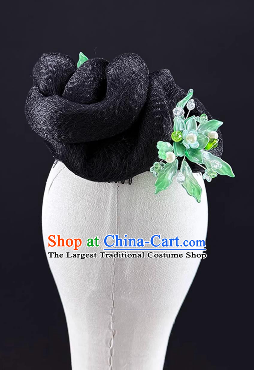 San Shan Yin Meng Women Classical Dance Headdress Chinese Stage Performance Wig Headpiece