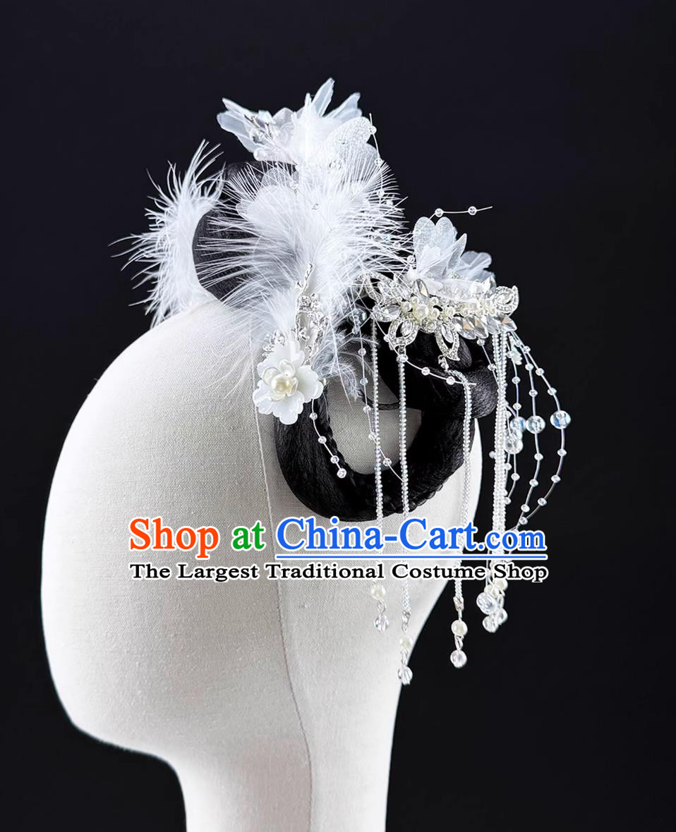 Classical Dance Nine Songs Headdress Chinese Stage Performance Show Wig Headpiece