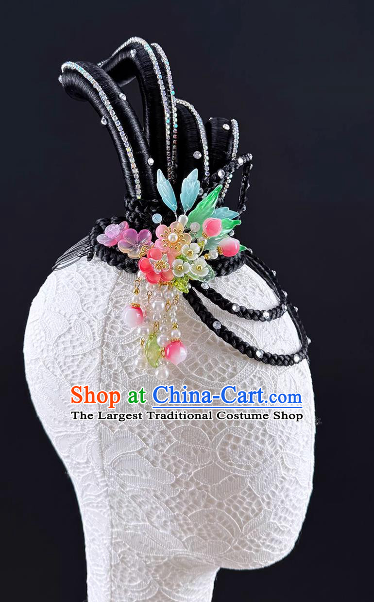 Chinese Classical Dance Repertoire Lotus Drum Headdress Solo Lotus Dance Stage Performance Wig