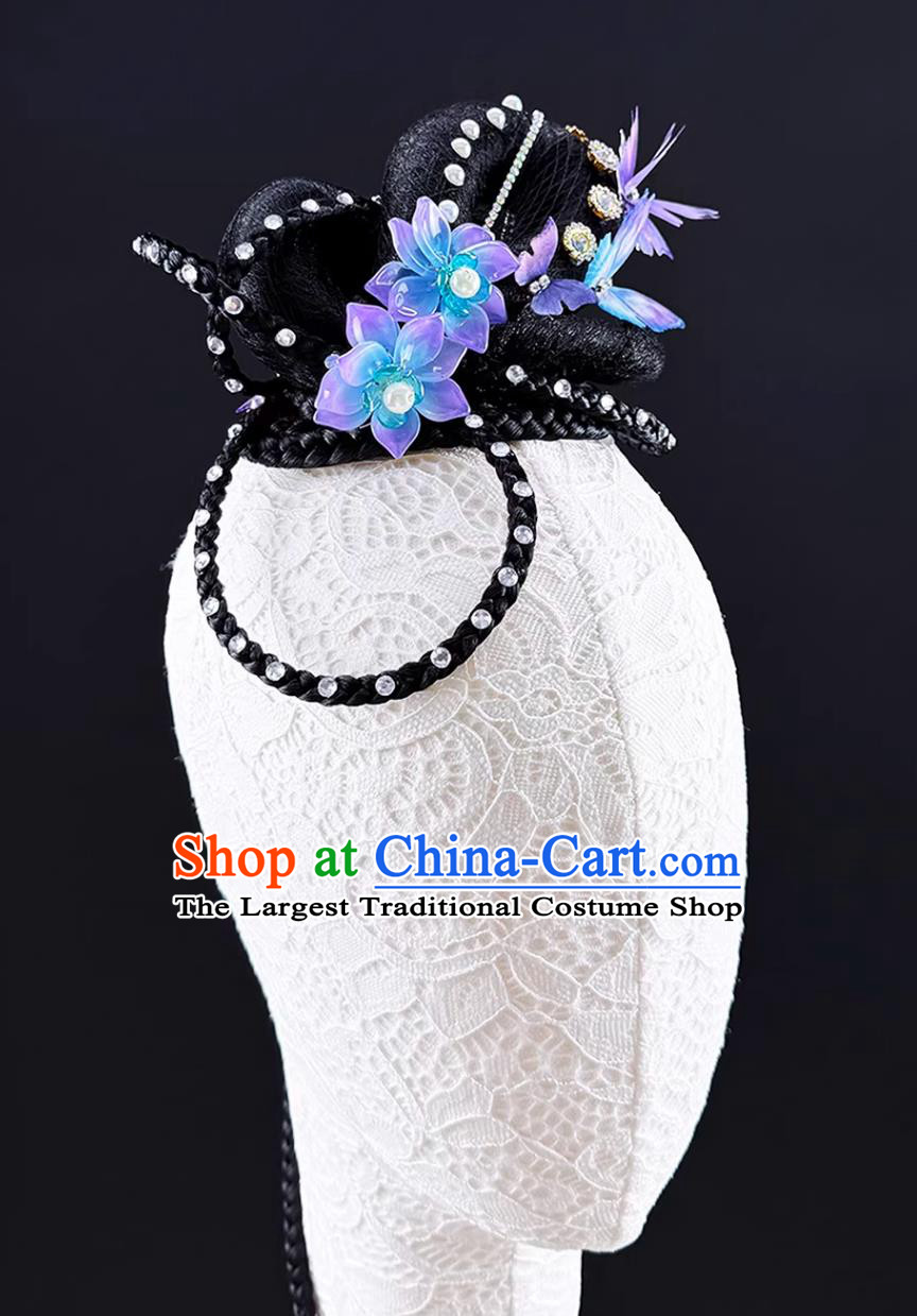 Handmade Solo Dance Stage Performance Wig Chinese Classical Dance Headdress