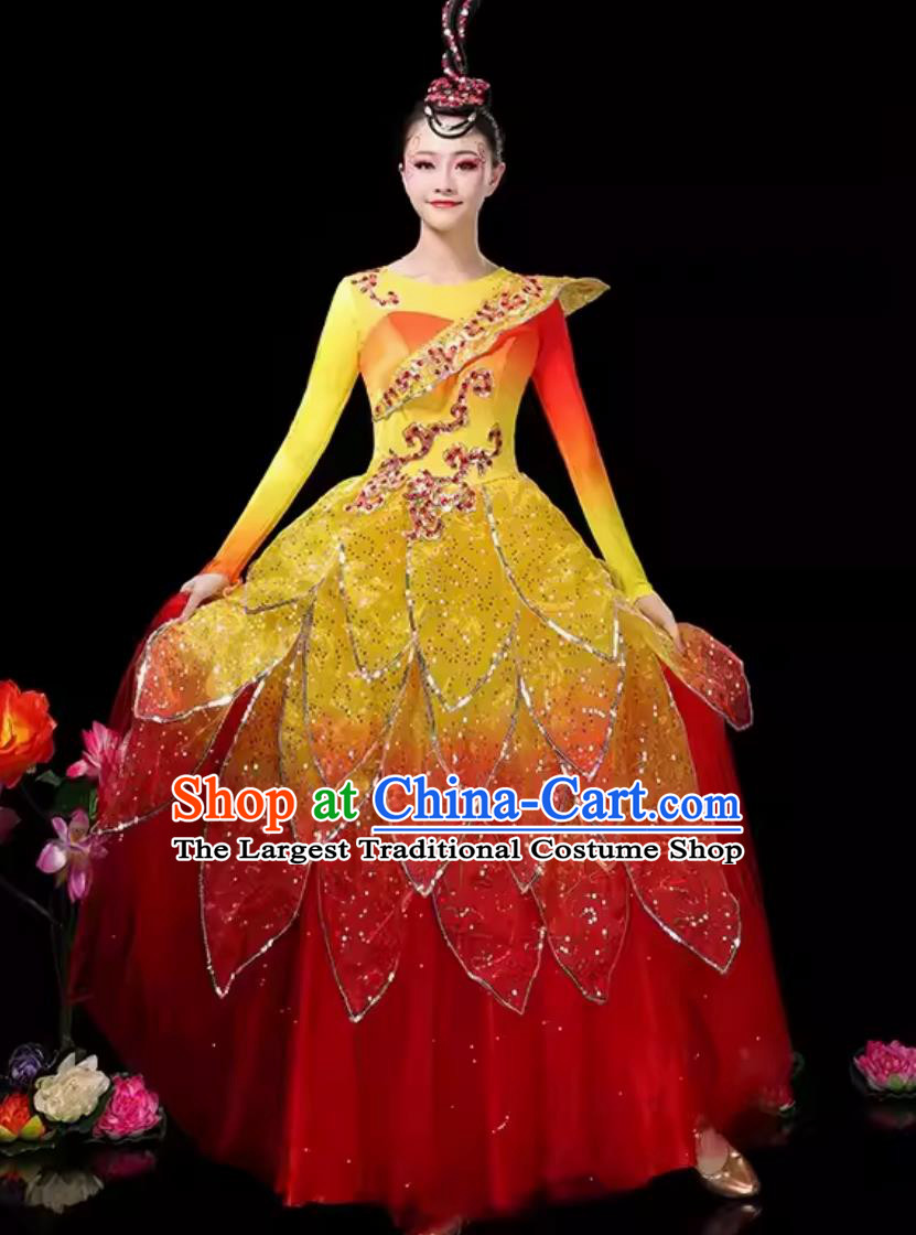 Spring Festival Gala Opening Dance Dress Chinese Classical Dance Costume Women Group Dance Petal Clothing