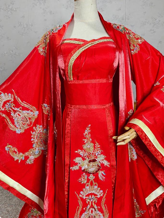Tang Dynasty Hanfu Women Chinese Stage Performance Red Dress Ancient Empress Costume Complete Set