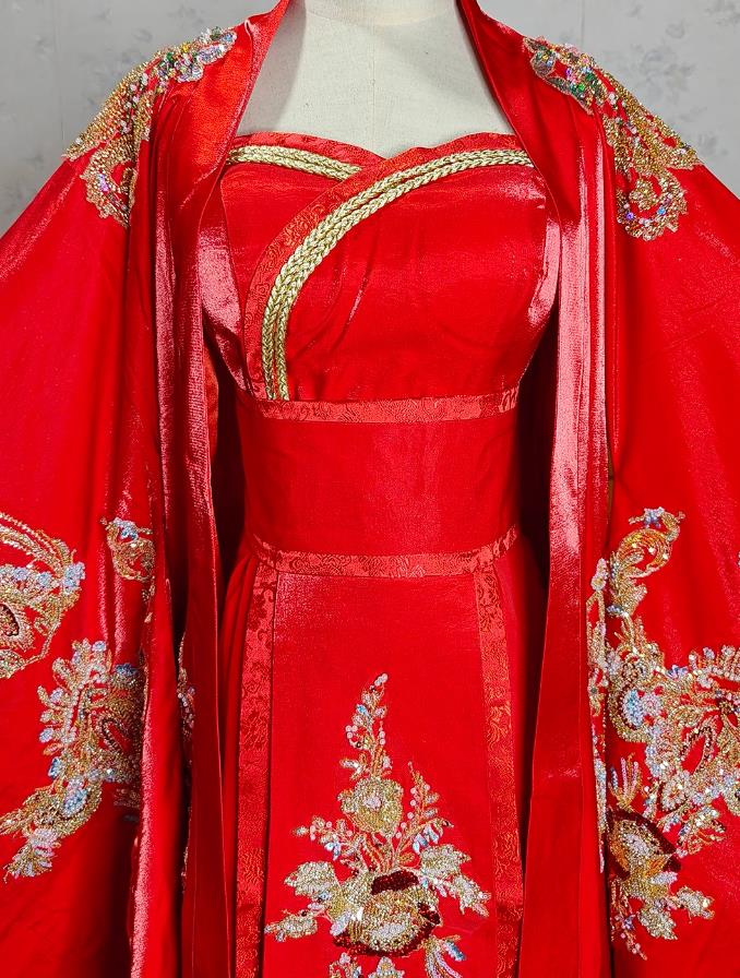 Tang Dynasty Hanfu Women Chinese Stage Performance Red Dress Ancient Empress Costume Complete Set