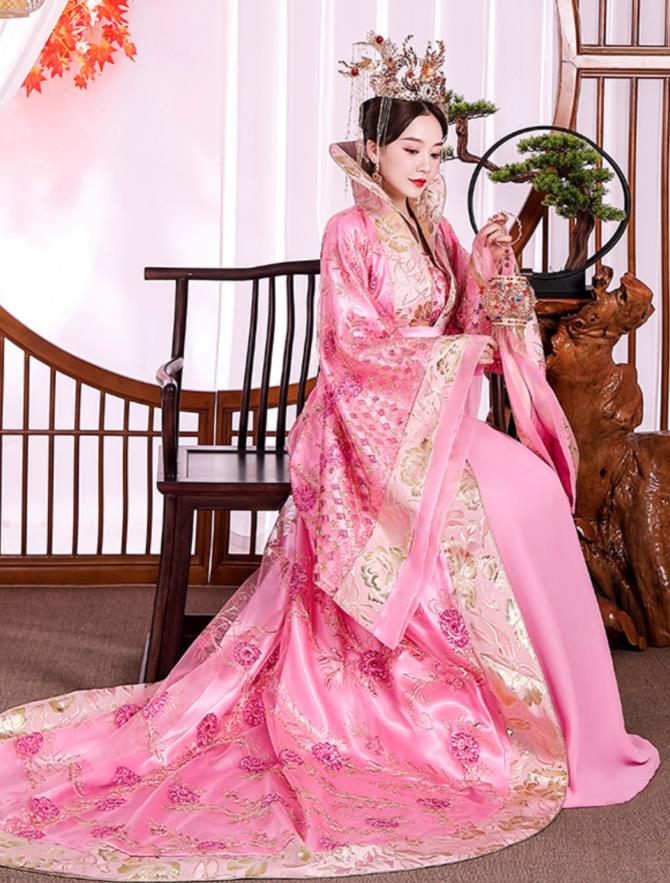 Tang Dynasty Princess Hanfu Women Grand Sleeve Gown Ancient Chinese Imperial Consort Pink Costume