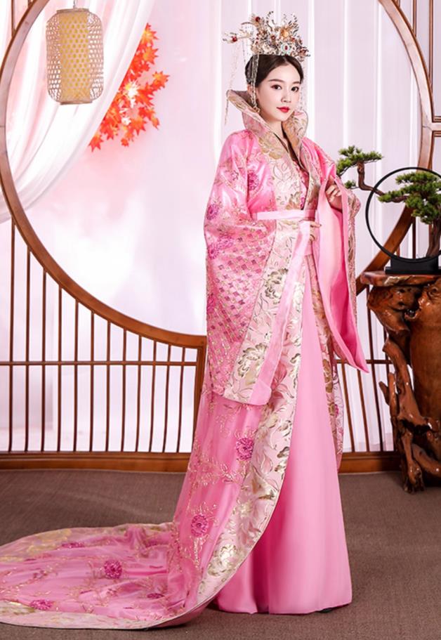 Tang Dynasty Princess Hanfu Women Grand Sleeve Gown Ancient Chinese Imperial Consort Pink Costume