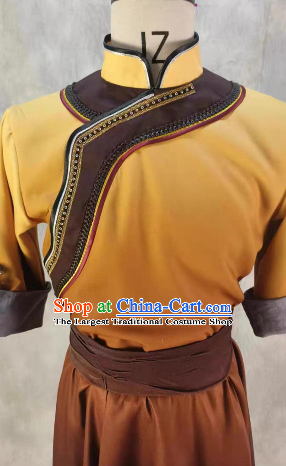 Chinese Mongol Ethnic Stage Performance Costume Mongolian Dance Horse Bell Rings Happiness Song Dancewear for Men