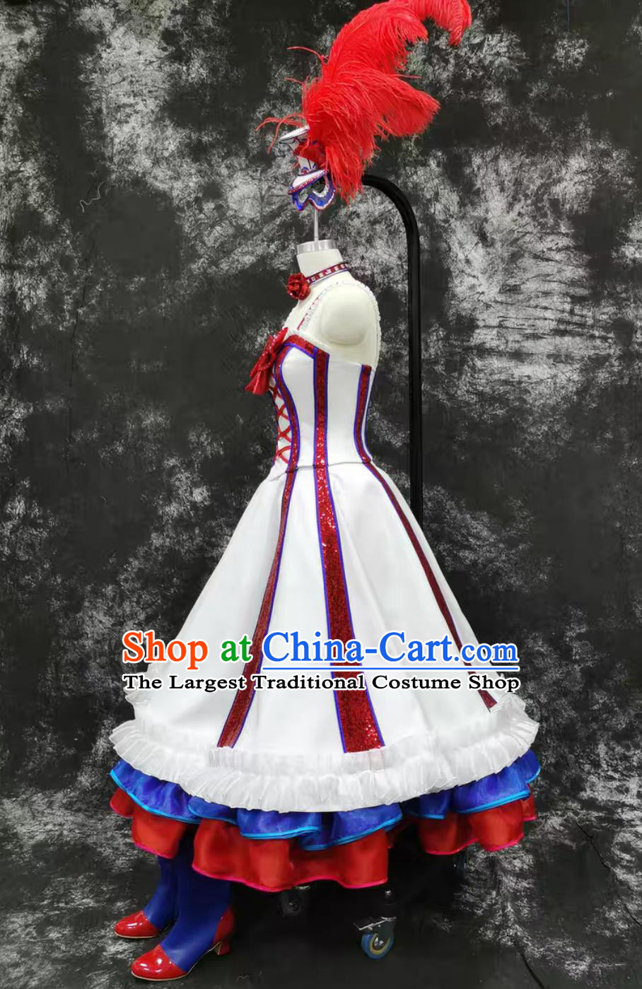 Christmas Performance Costume Flared Dress Women Opening Dance Show Attire