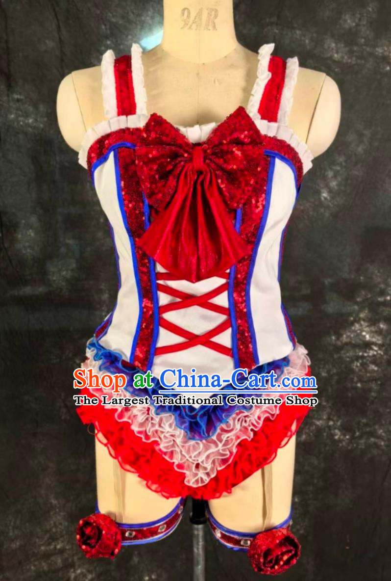 Christmas Performance Costume Flared Dress Women Opening Dance Show Attire