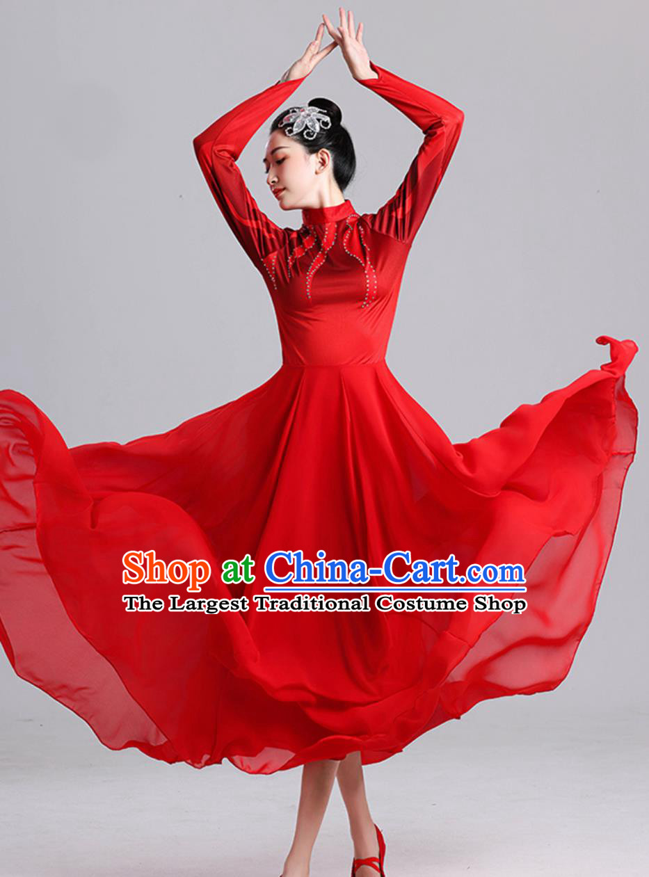 Opening Dance Large Swing Red Dress Grand Song And Dance Accompaniment Lantern Performance Costume Chinese Modern Dance Clothing