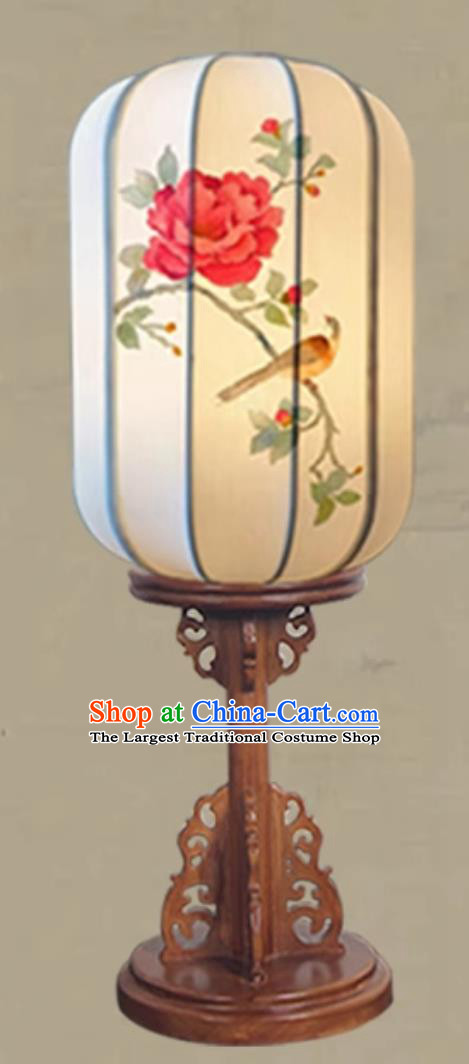 Hand Painted Linen Lantern Traditional Desk Lamp Handmade Chinese Table Lantern