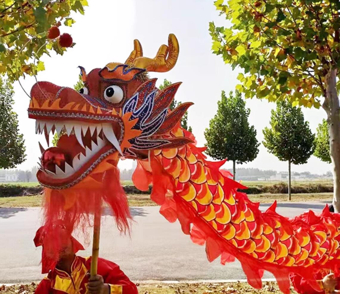 Red Chinese Traditional Dragon Dance Costumes Professional Lantern Festival Celebration Dragon Parade Clothing Complete Set