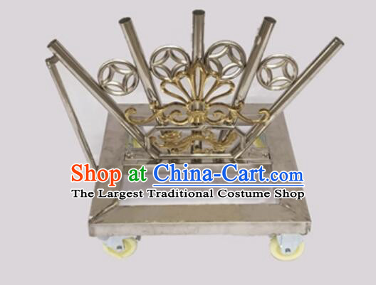 Professional Lion Dance Flags Shelf Handmade Stainless Steel Stand Flag Cart with Handle