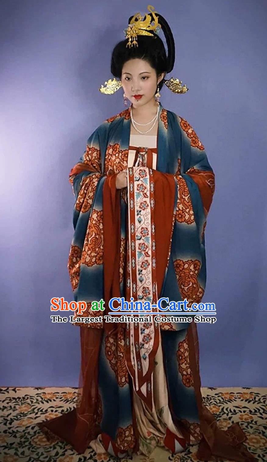 Women Hanfu Five Dynasties Mural Bodhisattva Guide Noblewoman Attire Chinese Tang Dynasty Style Restoration Dresses Set