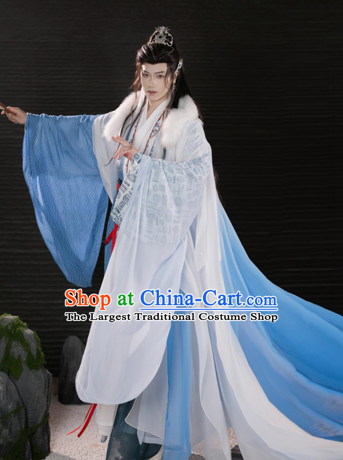 Hanfu Men Chinese Traditional Costume Ancient Taoist Robe Set