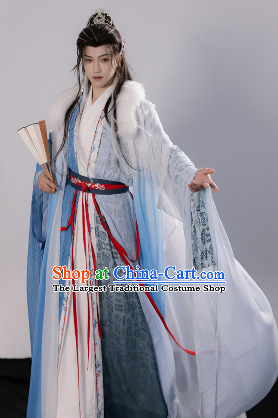 Hanfu Men Chinese Traditional Costume Ancient Taoist Robe Set