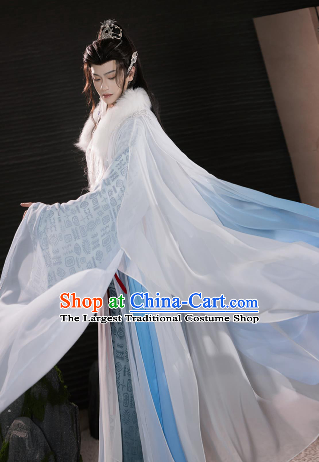 Hanfu Men Chinese Traditional Costume Ancient Taoist Robe Set