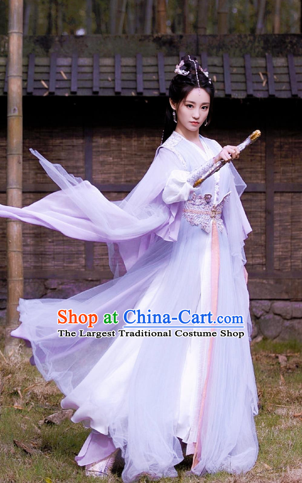 TV Series Fateful Love Princess Han Zi Qing Dress Ancient Chinese Swordswoman Costume Traditional Heroine Lilac Clothing