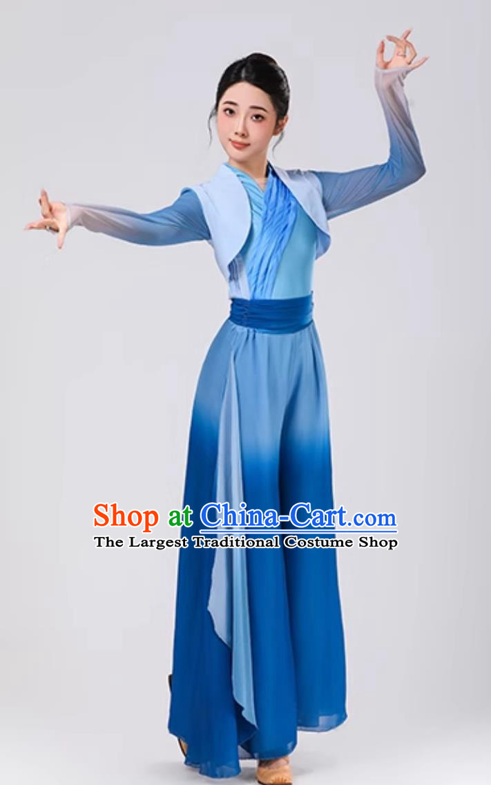 Lotus Award Dance Great River Impression Performance Costume Flared Gradient Chiffon Group Dance Outfit Men Women Clothing