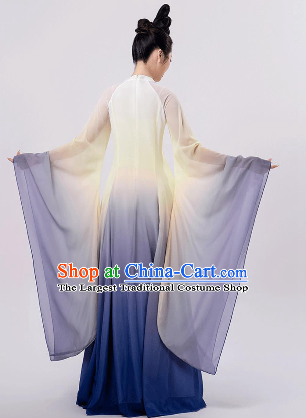 Chinese Style Dance Costume Moon Meditation Replica Art Exam Flared Dress Classical Dance Chiffon Outfit