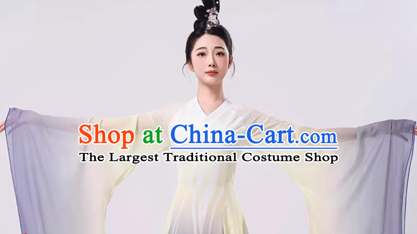 Chinese Style Dance Costume Moon Meditation Replica Art Exam Flared Dress Classical Dance Chiffon Outfit