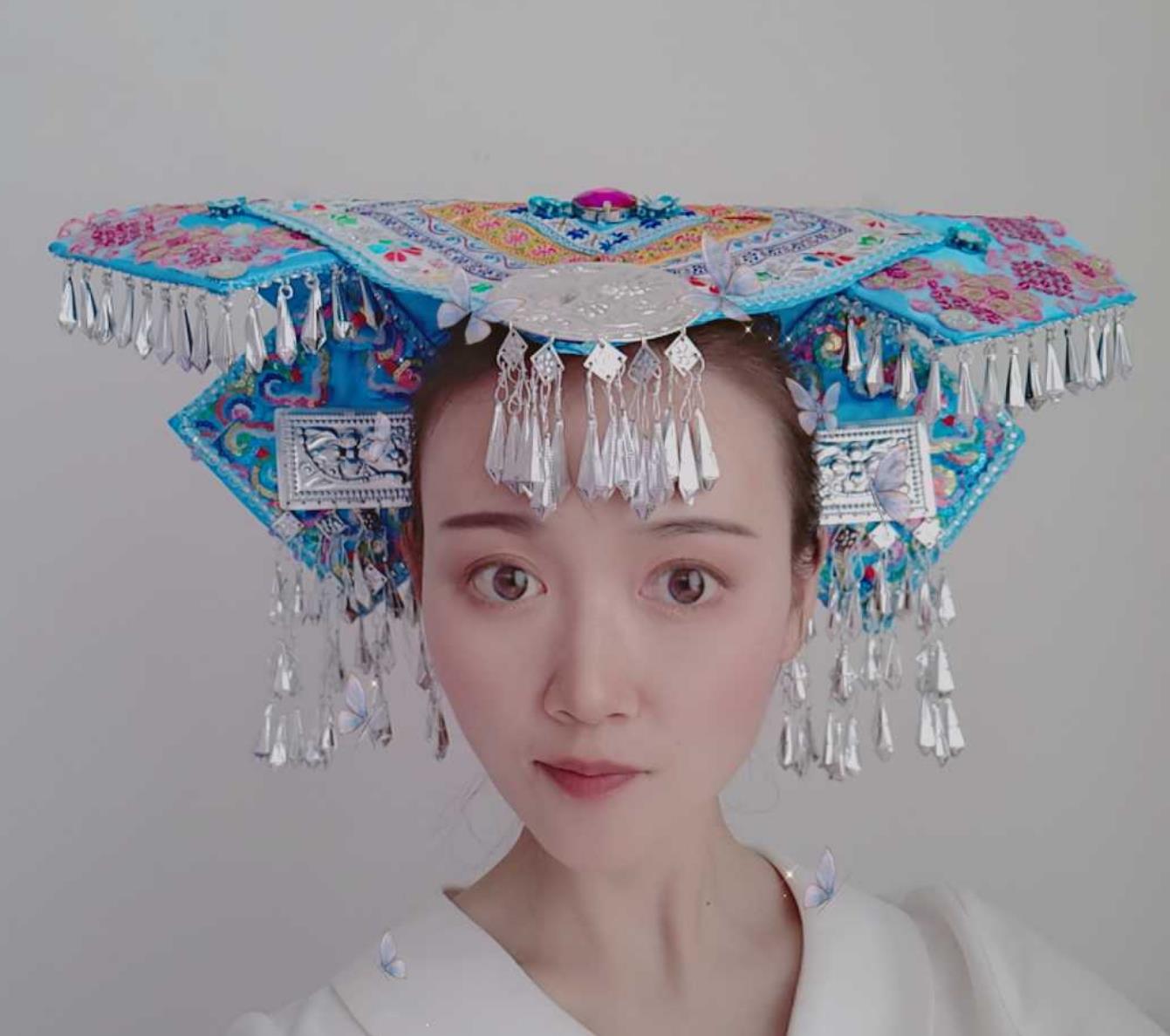 Chinese Zhuang Ethnic Hat Miao Minority Headwear