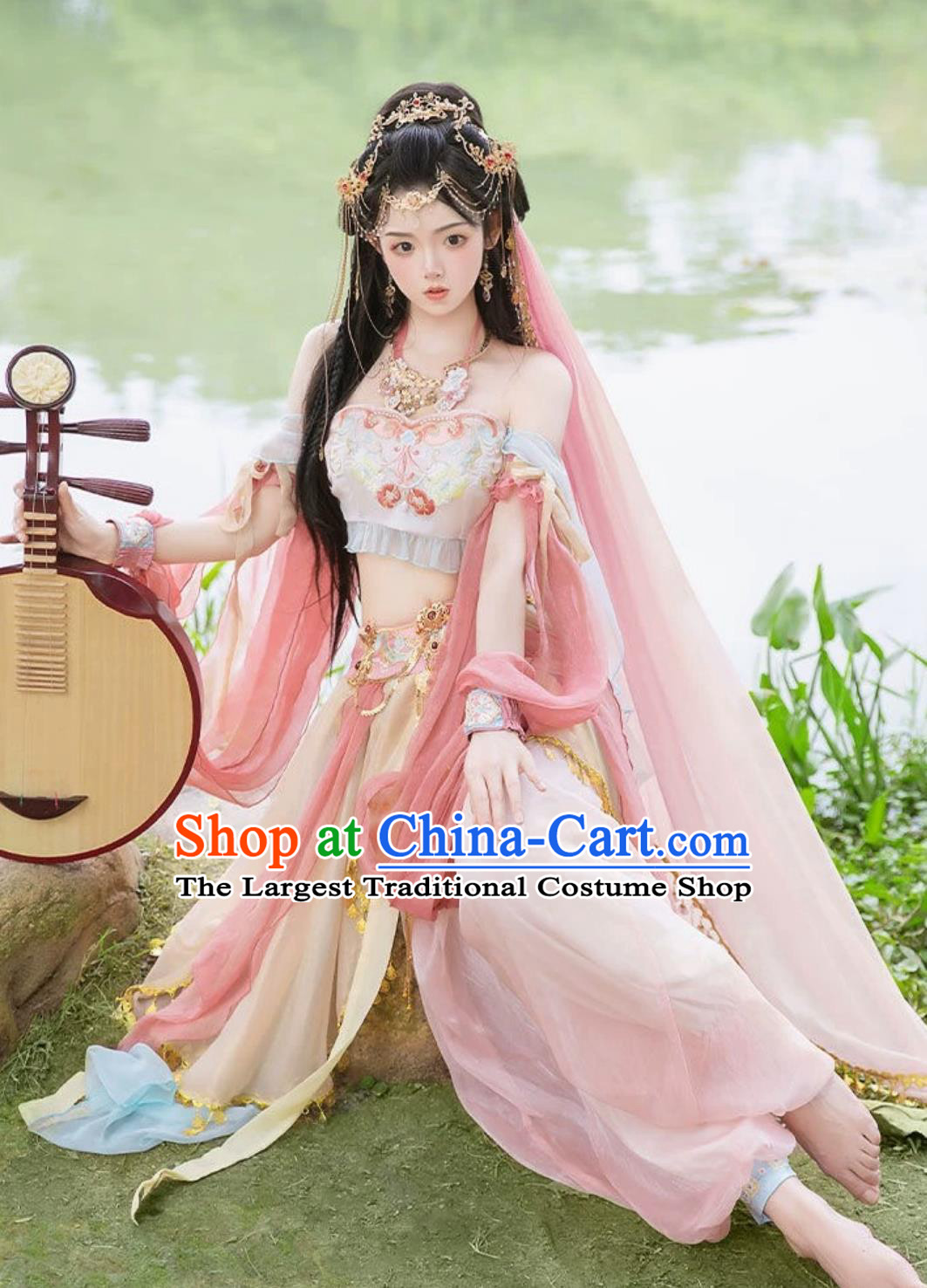 Dunhuang Feitian Pink Exotic Dance Performance Costume Western Region Dance Princess Outfit
