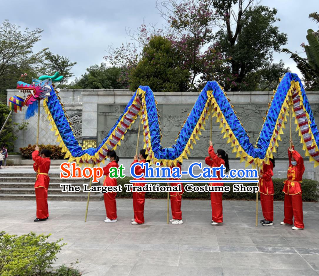 Deep Blue Chinese Dragon Dance Performance Prop Gilding Oxford Dragon Lamp Costume  Section Dragon Head Complete Set