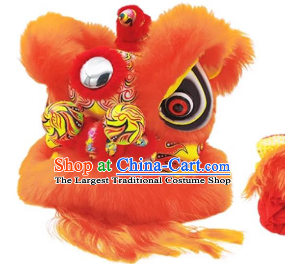Children Double Lion Dance Costumes  Inch Foam Lion Head Eye Chinese Orange Fur Awakening Lion Set