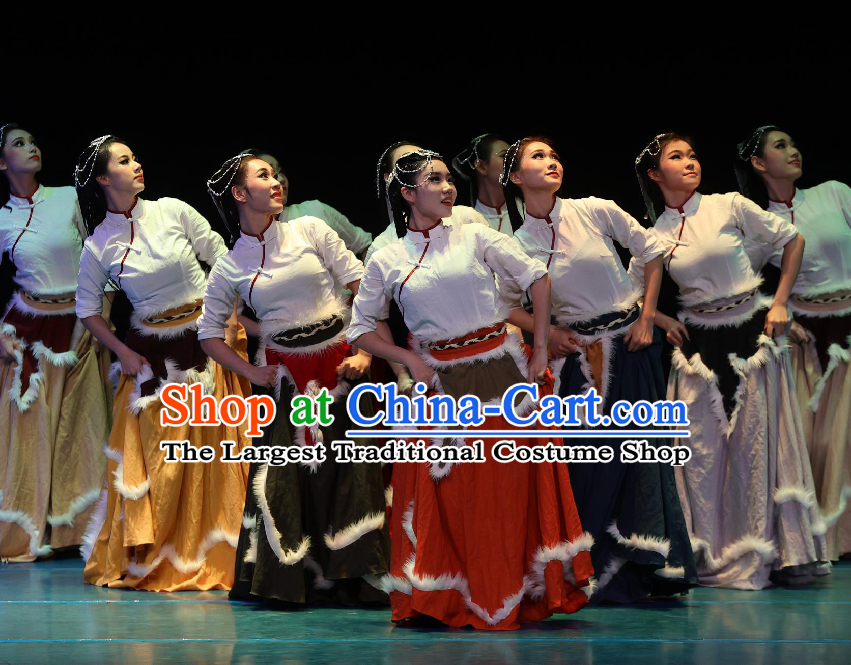 Customized Tibetan Performance Costume Chinese Women Group Dance Clothing Zang Nationality Folk Dance Red Dress