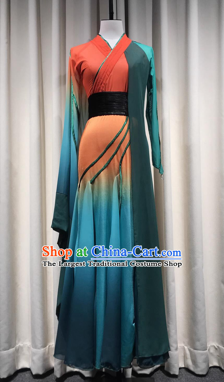 Qu Yuan Ode To The Tangerine Chinese Classical Dance Performance Costume For Women Art Exam Dance Attire Han Tang Group Dance Clothing