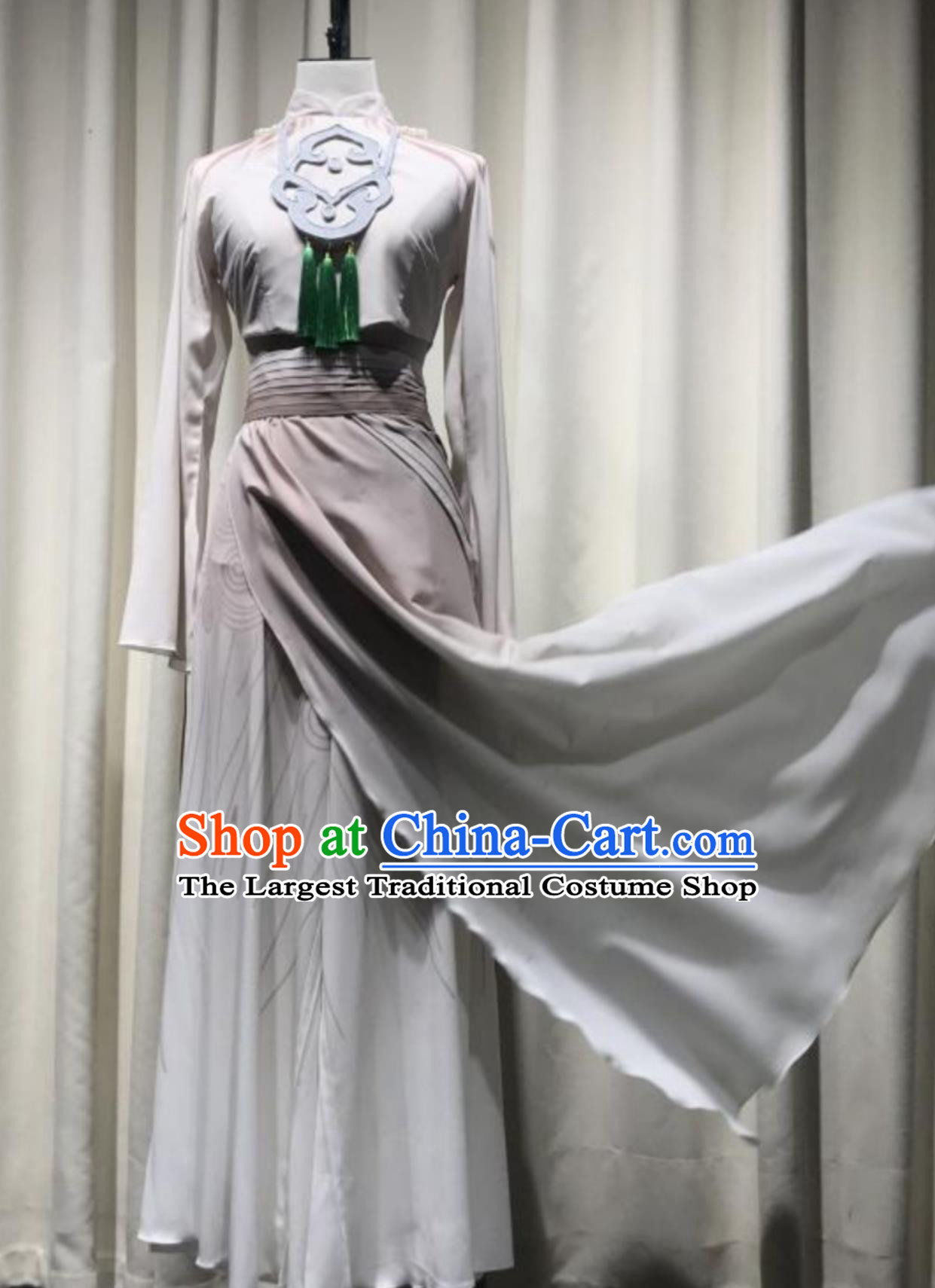 Customized Group Dance Costume Repertoire Jade Bird Fan Dance Attire Classical Chinese Dance Wear