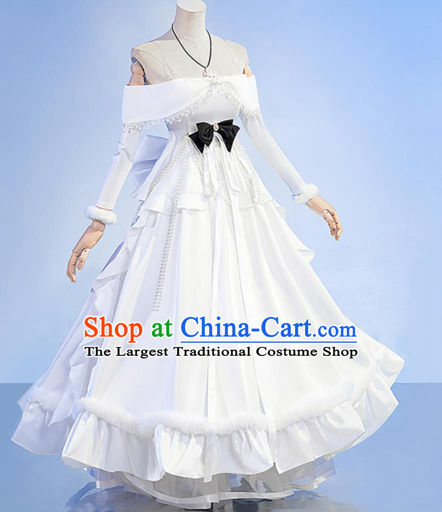 Dragon Raja Cassell College Gate Cosplay Costume Uesugi Erii White Formal Dress Starry Night Sleepless Clothing