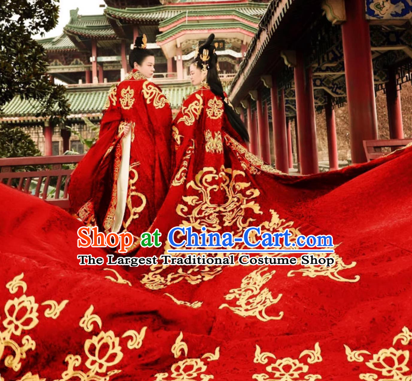 Zhou Dynasty Hanfu Chinese Wedding Gown Embroidered Costumes Ancient Bride and Groom Clothing Set