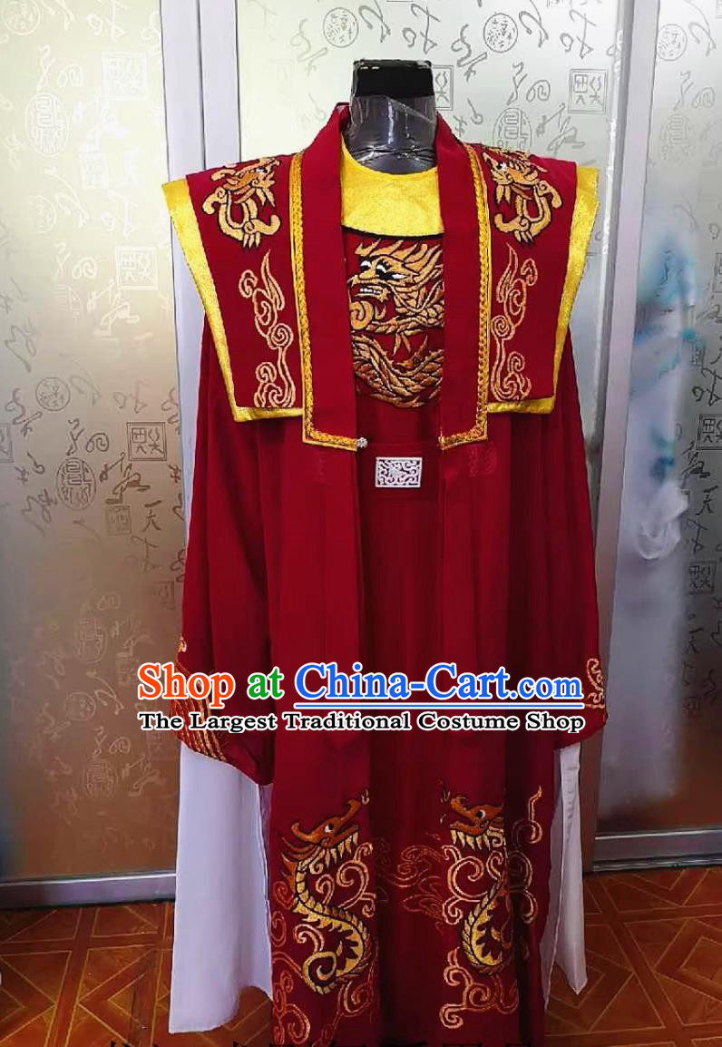Chinese Opera Costume Ancient Emperor King Dragon Robe Dark Red Python Robe Traditional Drama Apparel