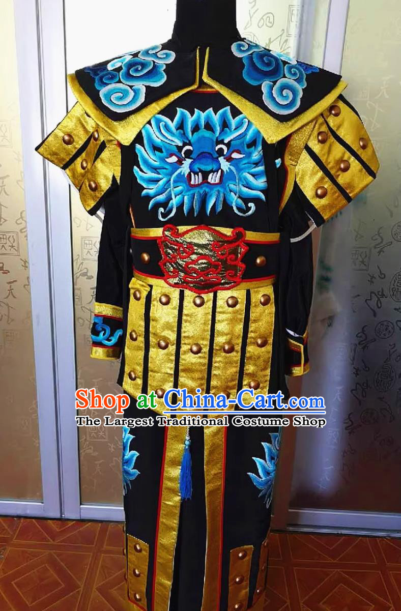 Black Chinese Peking Opera Costume Yue Opera Stage Performance General Outfit Wu Sheng Warrior Armor Traditional Theater Apparel