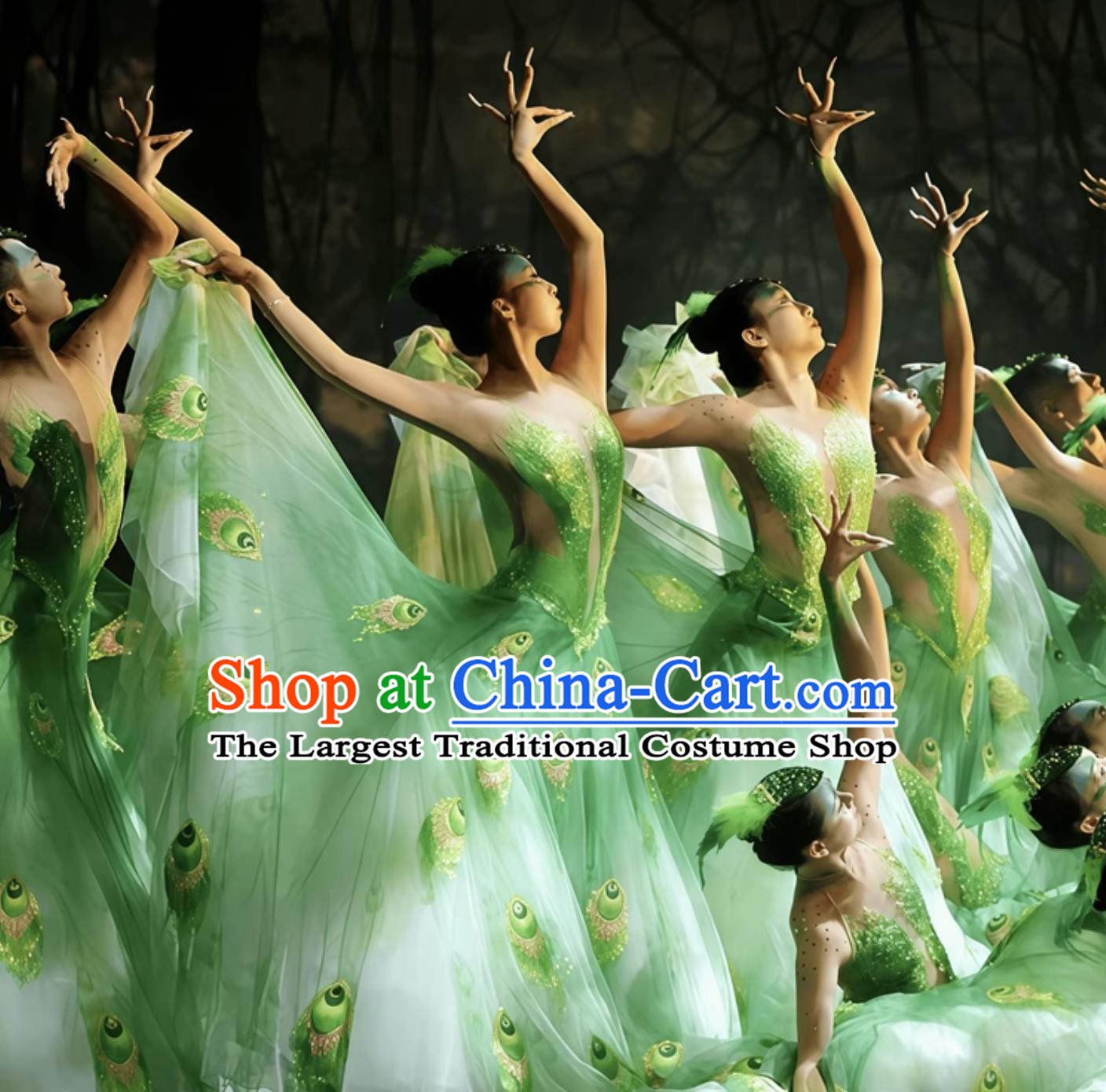 Yang Liping Peacock Dance Costume Chinese Dance Gown Spirit Of Peacock Stage Performance Green Dress