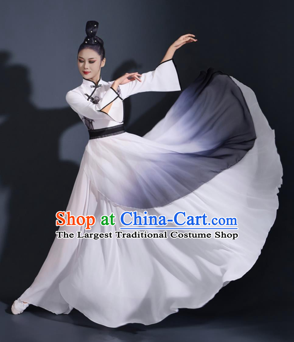 Shaanbei Spring Festival Performance Costume Lantern Celebration Chinese New Year Festive Yangko OutfitOpening Dance Flared Dress Ink Painting Gradient Costume Chinese Woman Solo Fan Dance Attire